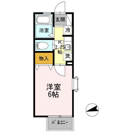 シンフォニー(1K/2階)の間取り写真
