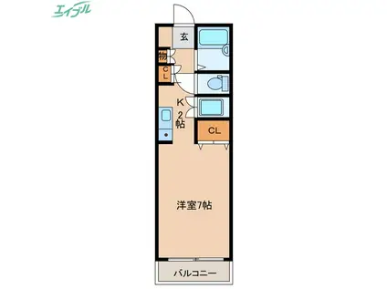 クリサンテーム21(1K/2階)の間取り写真