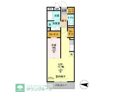 クイーン・ヒルズ(1LDK/3階)の間取り写真