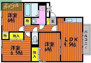 セジュールユウキ(3LDK/3階)の間取り写真