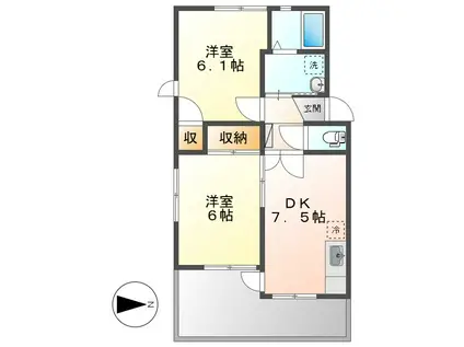 ロイヤルコーポ(2DK/1階)の間取り写真