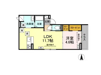 パークサウス栗田(1LDK/1階)の間取り写真