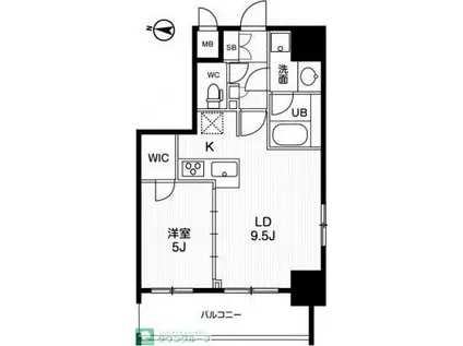 ジェノヴィア両国IVスカイガーデン(1LDK/11階)の間取り写真
