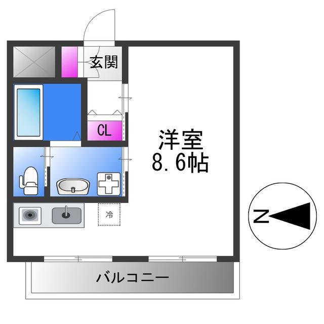 ウェルバート瓜破(ワンルーム/4階)の間取り写真
