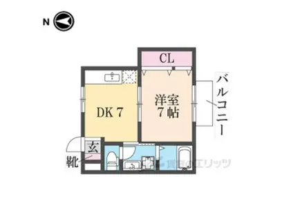 北斗星7(1DK/2階)の間取り写真