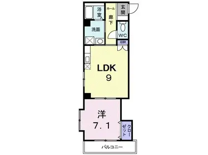 リバ-サイド梶原(1LDK/3階)の間取り写真