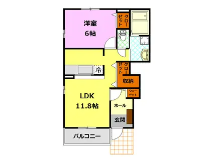 メゾン カルム(1LDK/1階)の間取り写真