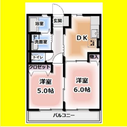 セレーノY(2K/2階)の間取り写真