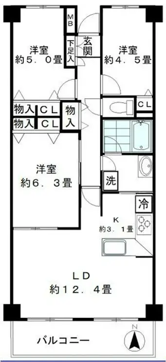ジュネス 5階階 間取り
