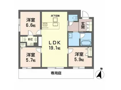 シャーメゾン別府ステラ(3LDK/1階)の間取り写真