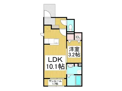 ル・フランII(1LDK/1階)の間取り写真