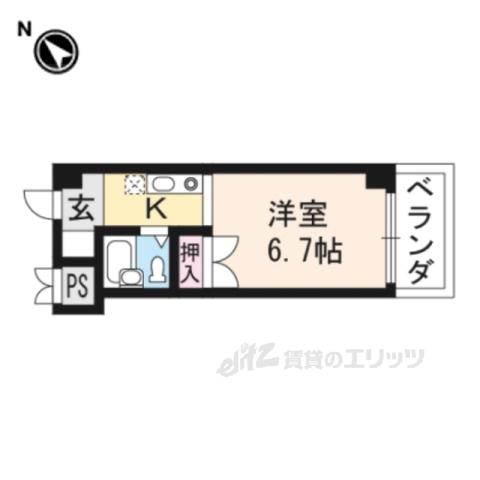 グランディオール(1K/4階)の間取り写真