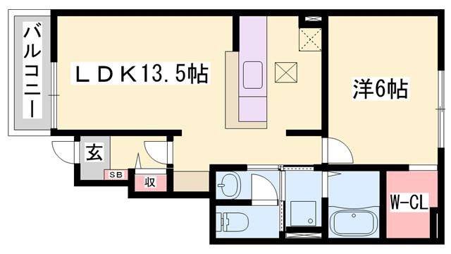 ポルトボヌール(1LDK/1階)の間取り写真