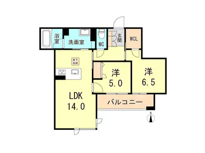 グランメゾン神戸中山手(2LDK/1階)の間取り写真