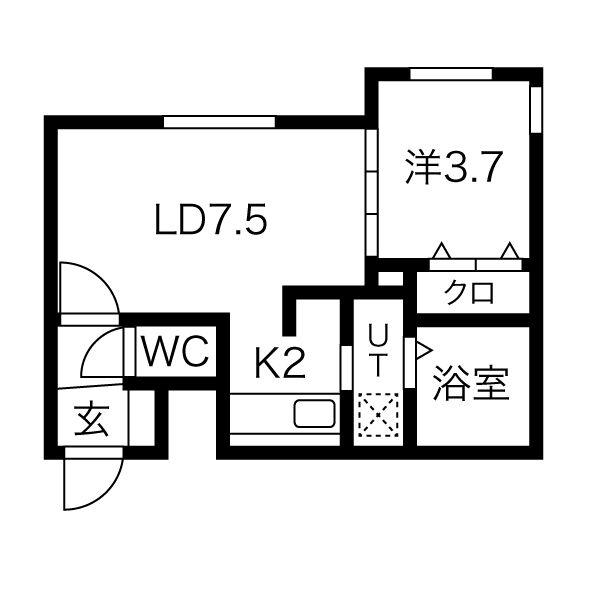 FーHOUSE発寒(1LDK/4階)の間取り写真