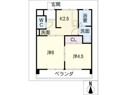 大野ビル(2K/1階)の間取り写真