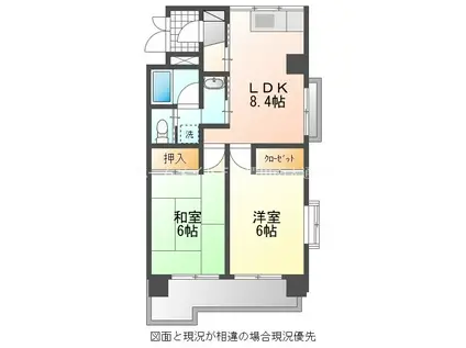 スカイハイツ石黒(2LDK/4階)の間取り写真