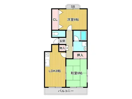 ピアコート弐番館(2DK/3階)の間取り写真