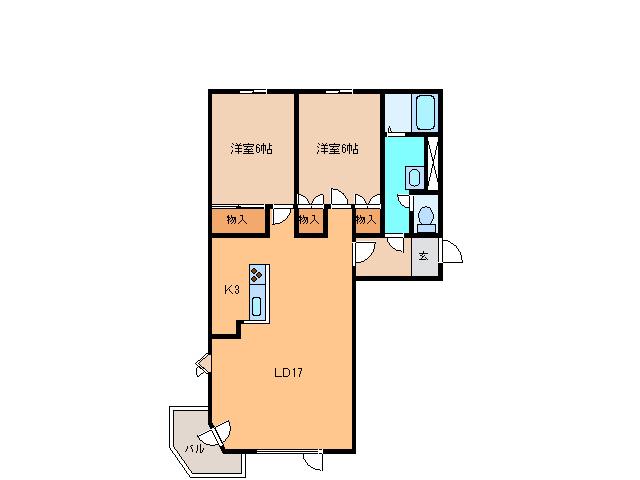 JOY HOUSE(2LDK/1階)の間取り写真