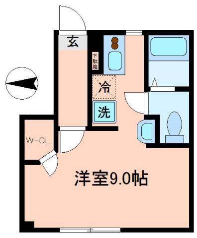 エスペランサ武蔵野(ワンルーム/1階)の間取り写真