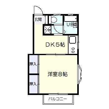 コーポ若(1DK/2階)の間取り写真