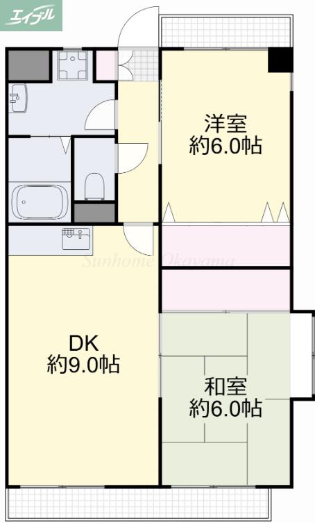 サンライズ豊成(2DK/3階)の間取り写真