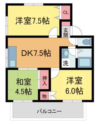 ボナミ田中ハイツ(3DK/1階)の間取り写真