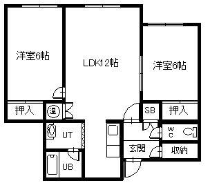 シャンフA(2LDK/2階)の間取り写真