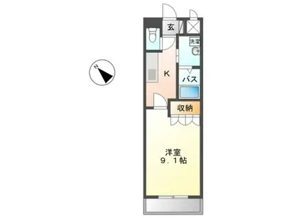 ピースフルモアメルセ(1K/3階)の間取り写真