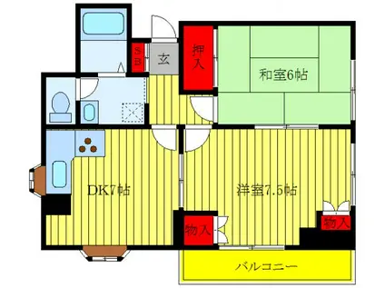 カーサB・J(2DK/3階)の間取り写真
