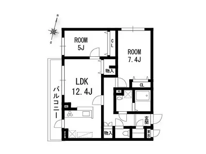 ＪＲ横浜線 成瀬駅 徒歩20分 2階建 築19年(2LDK/1階)の間取り写真