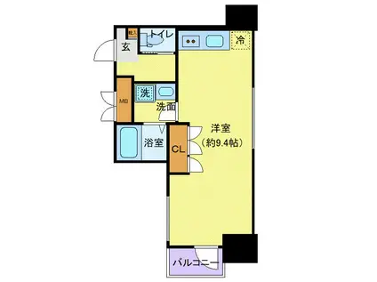 カスタリア大町(ワンルーム/9階)の間取り写真