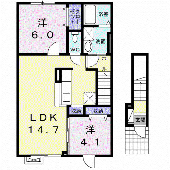 シェーネ ブリーゼ(2LDK/2階)の間取り写真
