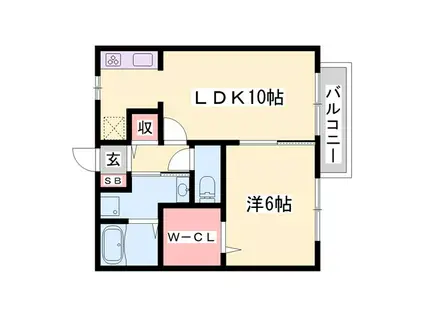 アビタシオンB(1LDK/1階)の間取り写真
