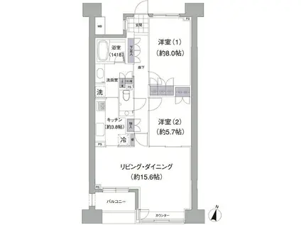 アビティ目黒(2LDK/3階)の間取り写真