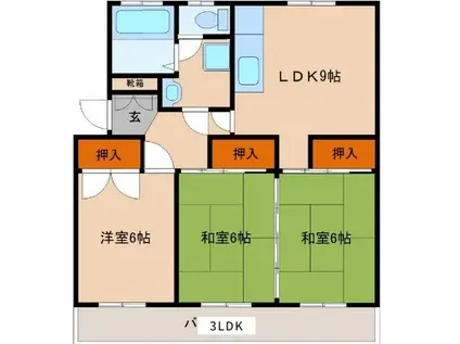 KBハイツ(3LDK/3階)の間取り写真
