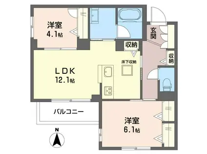 ベレオ東船橋(2LDK/1階)の間取り写真