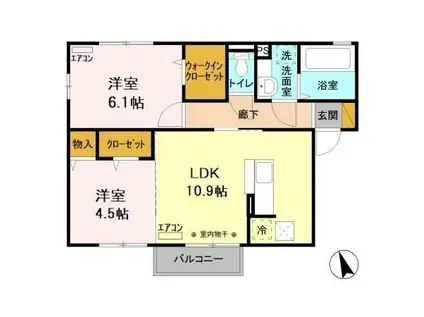 プランドール(2LDK/1階)の間取り写真