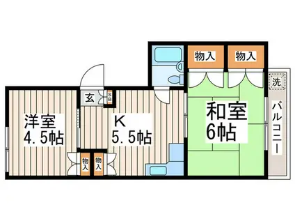 シャトーカネヨ江原(2K/2階)の間取り写真