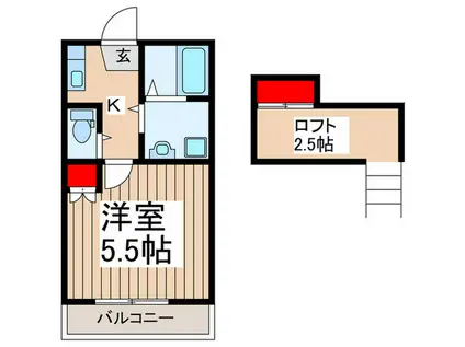 レッツホームズII(1K/2階)の間取り写真