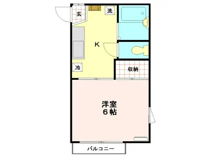 グリーンフラット(1K/2階)の間取り写真