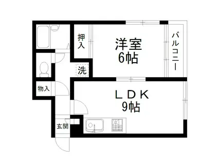 グランドプラス西大路御池(1LDK/2階)の間取り写真