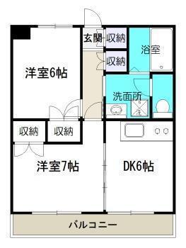 クレセールハイム2号館(2DK/1階)の間取り写真