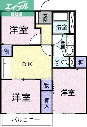 ビルゴB棟(3DK/1階)の間取り写真