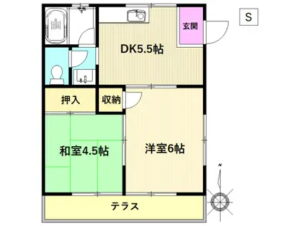 モアステージII(2DK/1階)の間取り写真