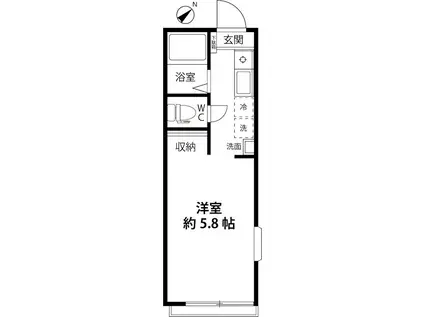 スター・1(1K/1階)の間取り写真