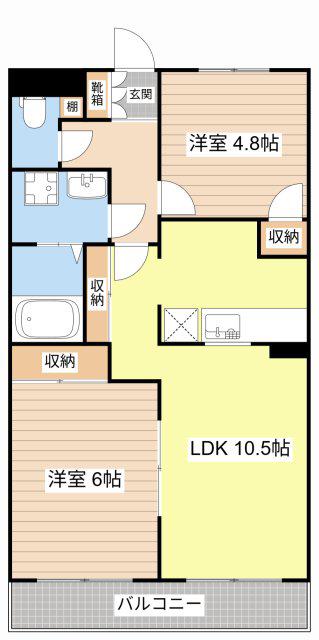 シャルマンハウス I(2LDK/2階)の間取り写真