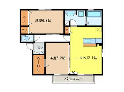 サン・アベ二ールA(2LDK/2階)の間取り写真