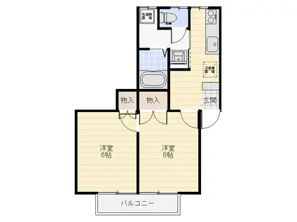 HBハイツ(2DK/1階)の間取り写真