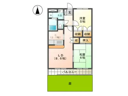 メゾン フリージア(2LDK/1階)の間取り写真